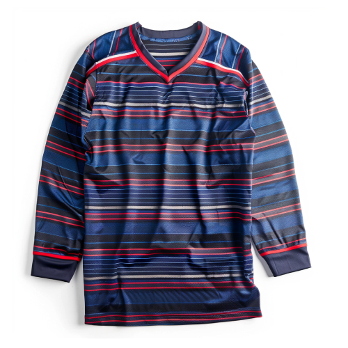Hockey Jersey: Red, Black and Blue Stripes