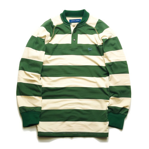 Long Sleeve Rugby Jersey - Forest Green & Cream