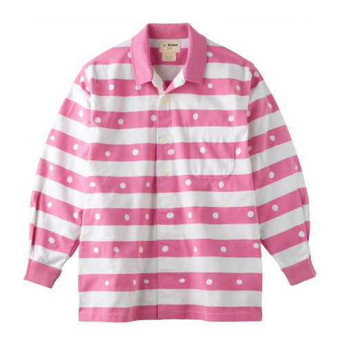 Long Sleeve Rugby Jersey - Pink & White Polka Dot