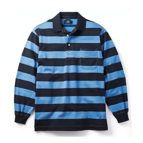 Long Sleeve Rugby Jersey - Navy & Sky Blue